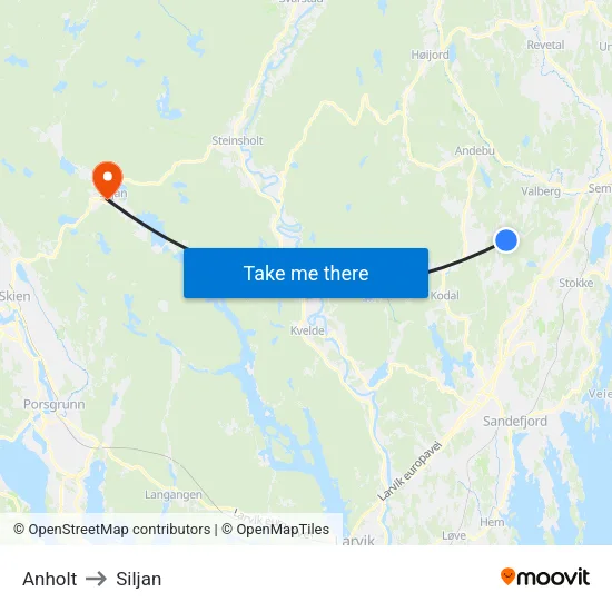 Anholt to Siljan map