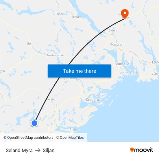 Seland Myra to Siljan map