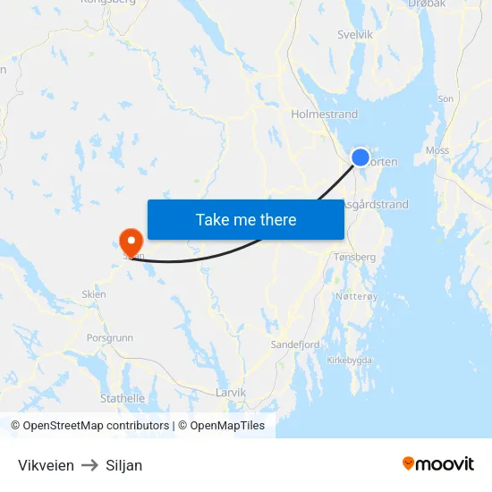 Vikveien to Siljan map