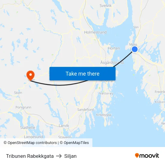 Tribunen Rabekkgata to Siljan map