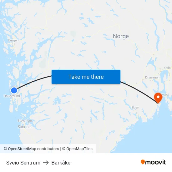 Sveio Sentrum to Barkåker map