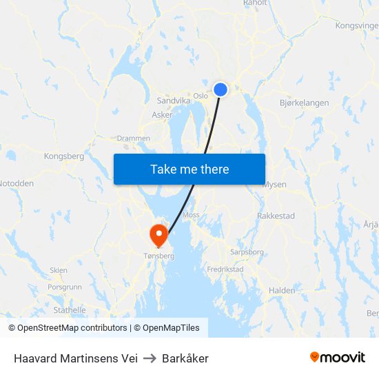 Haavard Martinsens Vei to Barkåker map