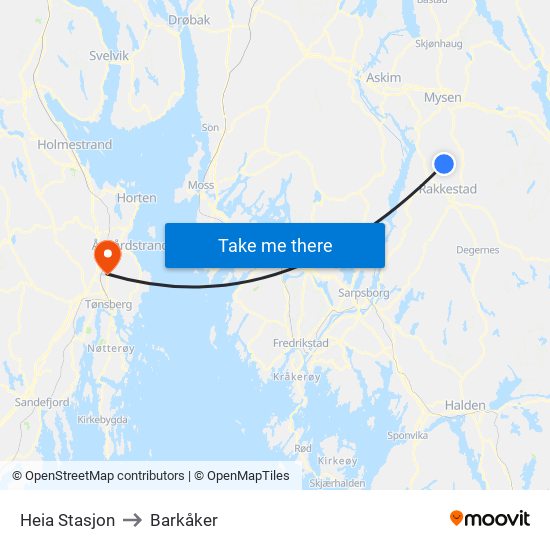 Heia Stasjon to Barkåker map