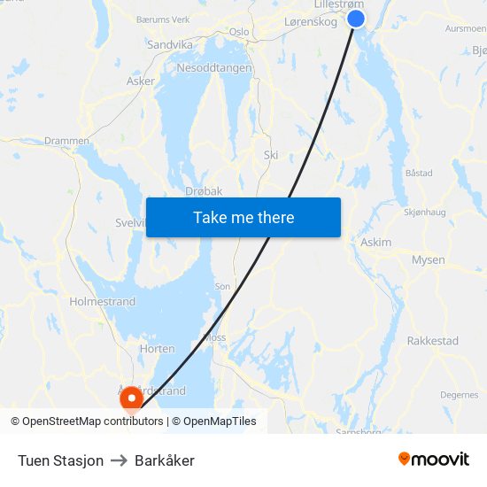 Tuen Stasjon to Barkåker map