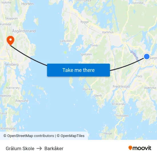 Grålum Skole to Barkåker map