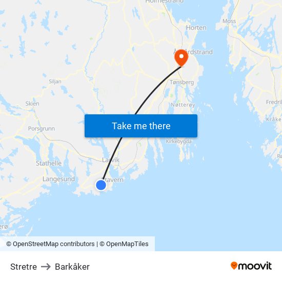 Stretre to Barkåker map