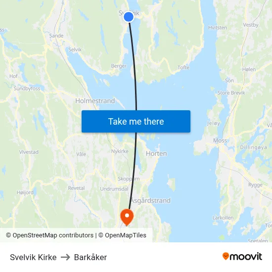 Svelvik Kirke to Barkåker map