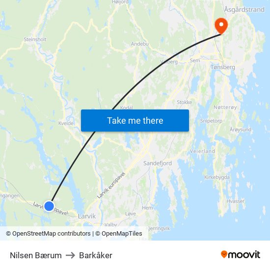 Nilsen Bærum to Barkåker map