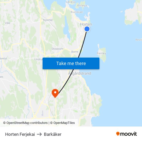Horten Ferjekai to Barkåker map