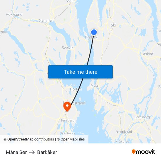 Måna Sør to Barkåker map