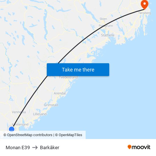 Monan E39 to Barkåker map