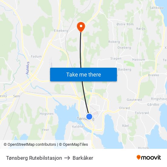 Tønsberg Rutebilstasjon to Barkåker map