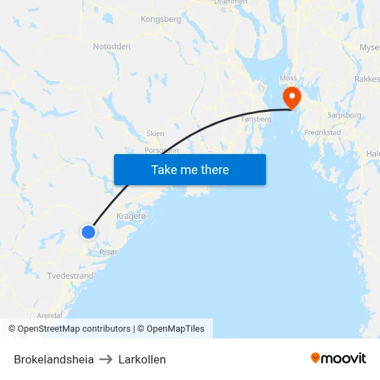 Brokelandsheia to Larkollen map