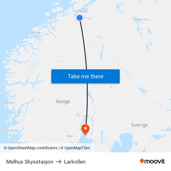 Melhus Skysstasjon to Larkollen map