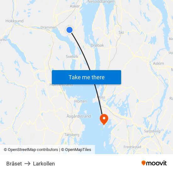 Bråset to Larkollen map