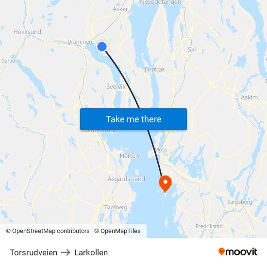 Torsrudveien to Larkollen map