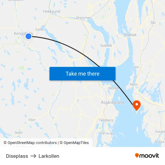Diseplass to Larkollen map