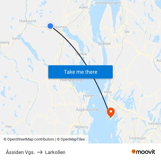 Åssiden Vgs. to Larkollen map