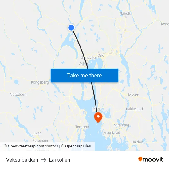 Veksalbakken to Larkollen map