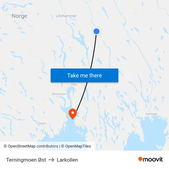 Terningmoen Øst to Larkollen map