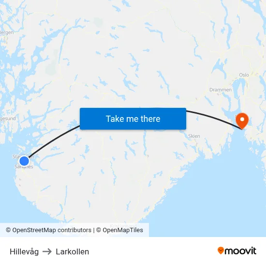 Hillevåg to Larkollen map
