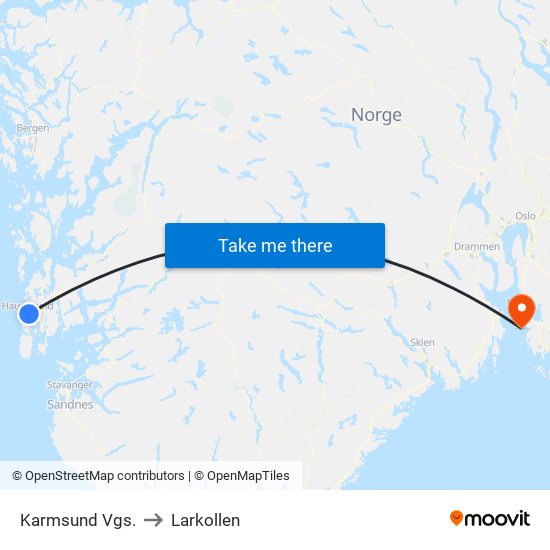 Karmsund Vgs. to Larkollen map