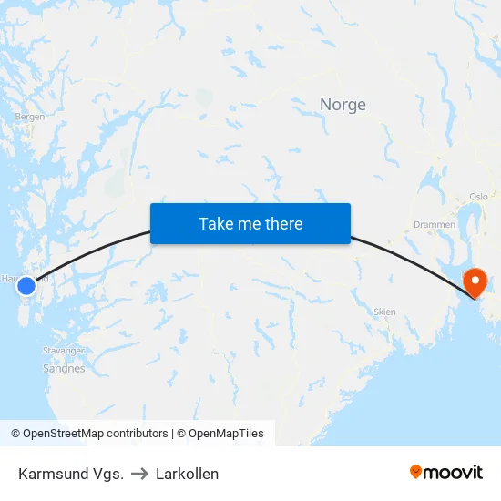 Karmsund Vgs. to Larkollen map