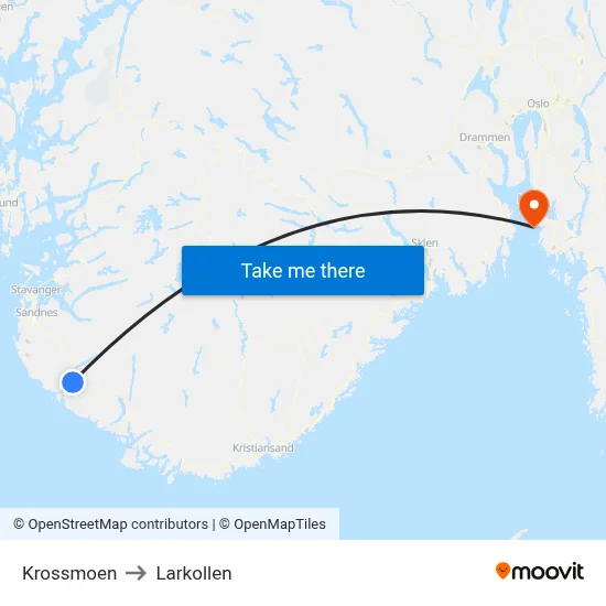 Krossmoen to Larkollen map
