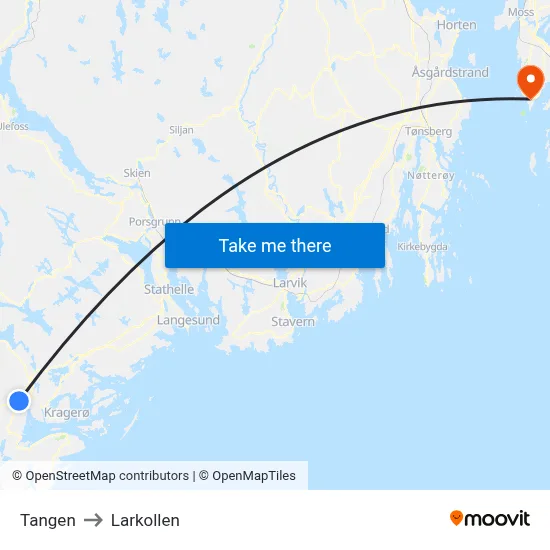 Tangen to Larkollen map