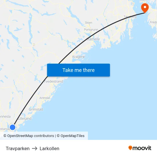 Travparken to Larkollen map