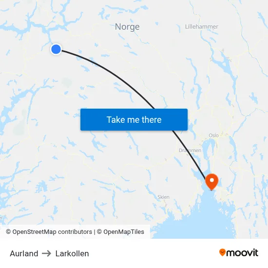 Aurland to Larkollen map