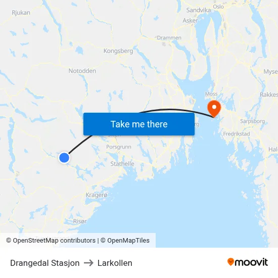 Drangedal Stasjon to Larkollen map