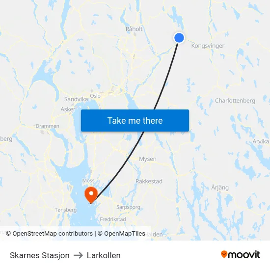 Skarnes Stasjon to Larkollen map