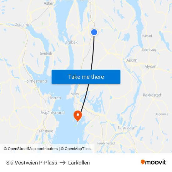 Ski Vestveien P-Plass to Larkollen map