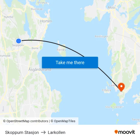 Skoppum Stasjon to Larkollen map