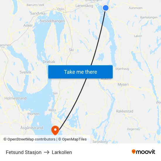 Fetsund Stasjon to Larkollen map