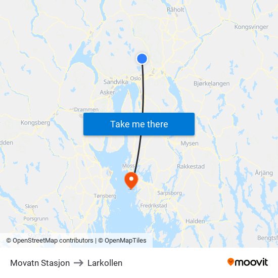 Movatn Stasjon to Larkollen map