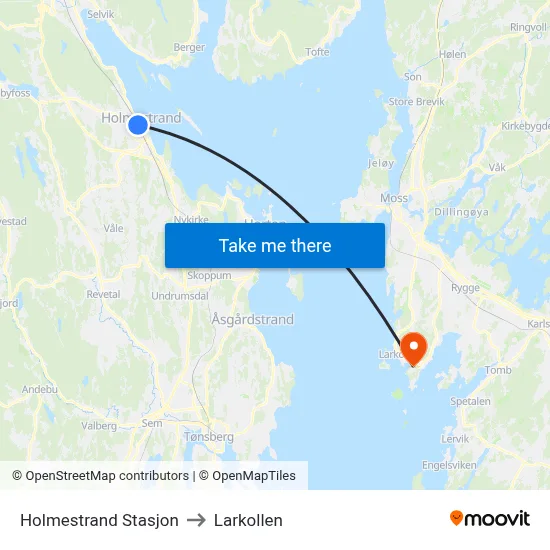 Holmestrand Stasjon to Larkollen map