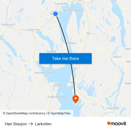 Høn Stasjon to Larkollen map
