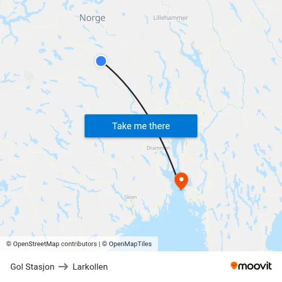 Gol Stasjon to Larkollen map