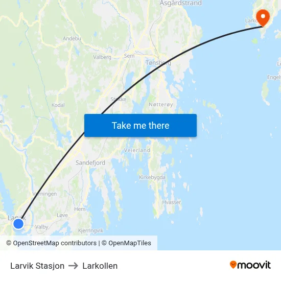 Larvik Stasjon to Larkollen map