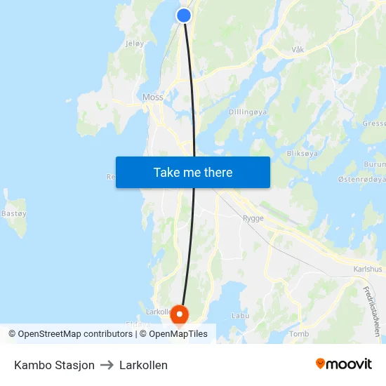 Kambo Stasjon to Larkollen map