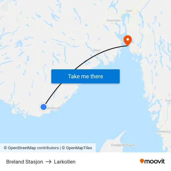 Breland Stasjon to Larkollen map