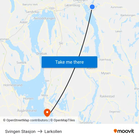 Svingen Stasjon to Larkollen map