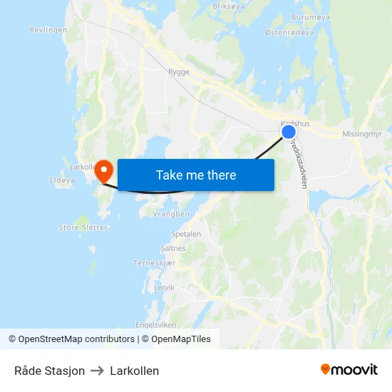Råde Stasjon to Larkollen map