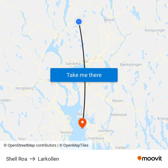 Shell Roa to Larkollen map