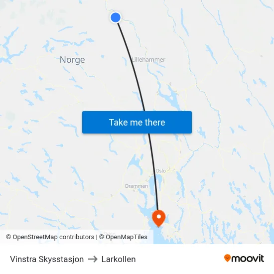 Vinstra Skysstasjon to Larkollen map