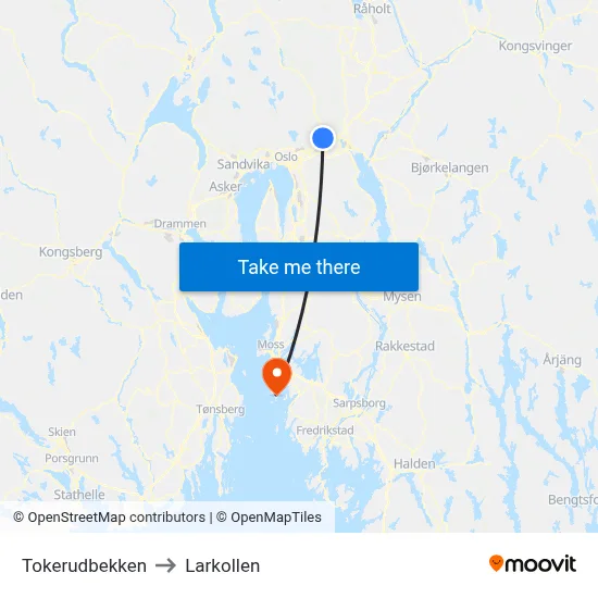Tokerudbekken to Larkollen map