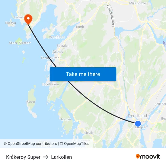 Kråkerøy Super to Larkollen map