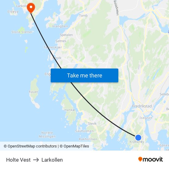 Holte Vest to Larkollen map